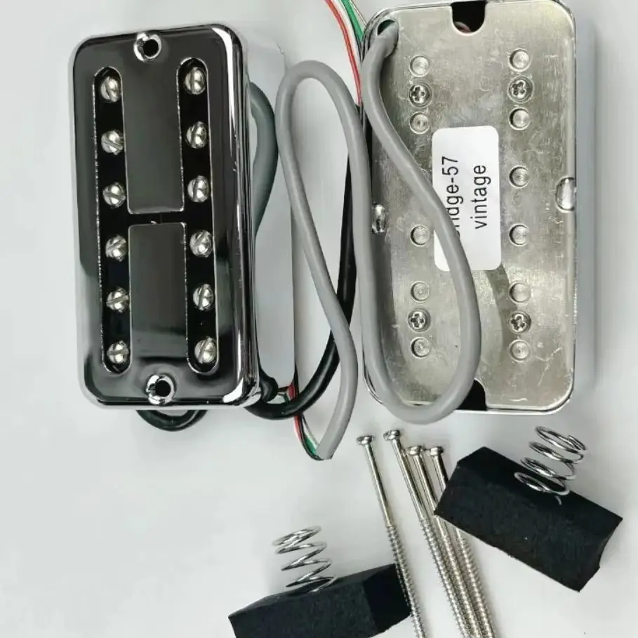 

Винтажный комплект хромированных хамбакер-звукоснимателей в стиле Fender (хромированные звукосниматели для грифа и бриджа) для электрогитар Hollo/Jazz