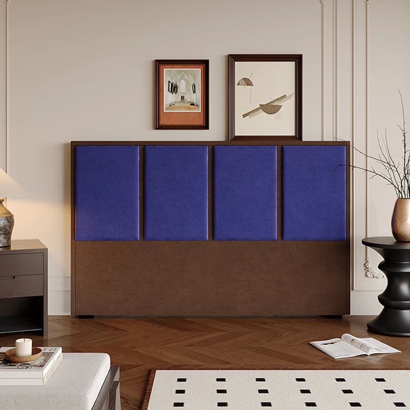

Medieval retro headboard Small apartment Master bedroom Double soft bag Bedside backrest Solid wood floor headboard