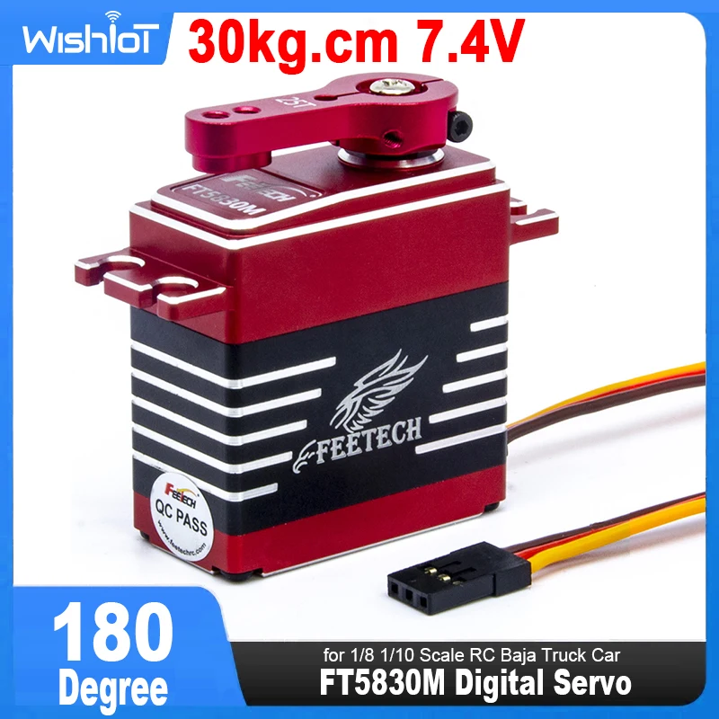 Servo Digital FT5830M, 30kg.cm, engranaje de Metal de alta velocidad de 180 grados con brazo de bocina Servo 25T para coche camión RC Baja a escala 1/8 1/10