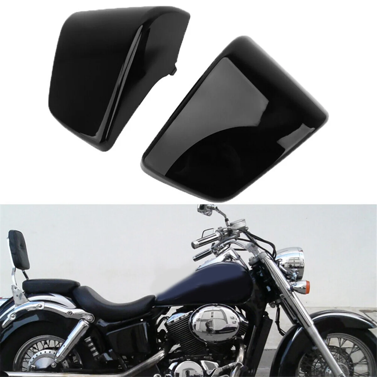 Black Battery Side Fairing Covers Fit for 1997-2003 Honda Shadow ACE VT750 VT400