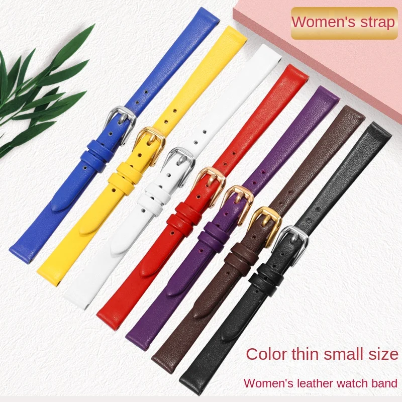 

Genuine Leather Strap With Flat Interface For All Brands 6/8/10/12/13/14/15/1617/18/mm Women's Small Size Cowhide Watchband