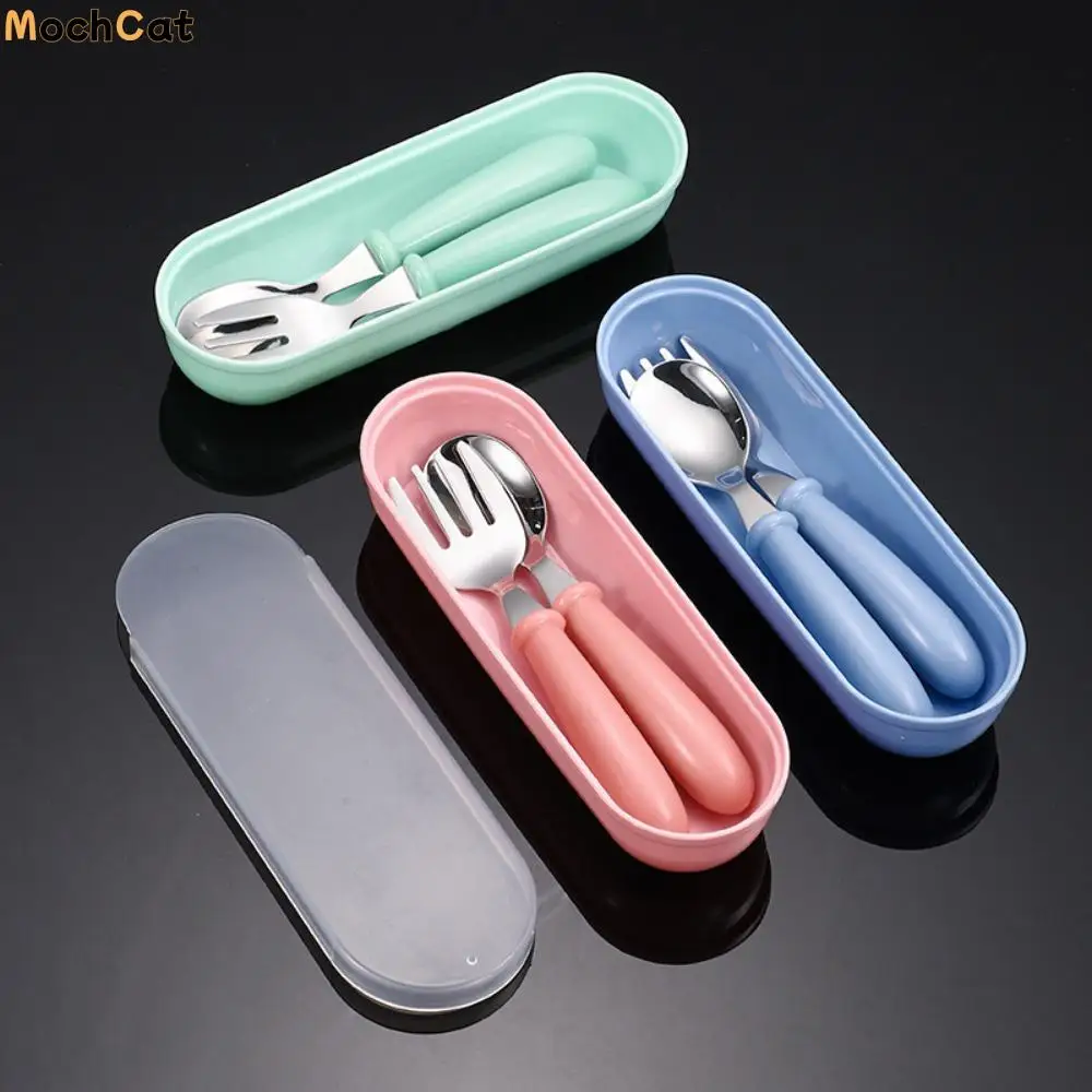 

Portable With Storage Box Baby Feeding Tableware Set Anti-scald Handle Blunt Edges Kids Cutlery Safety Toddler Dinnerware School