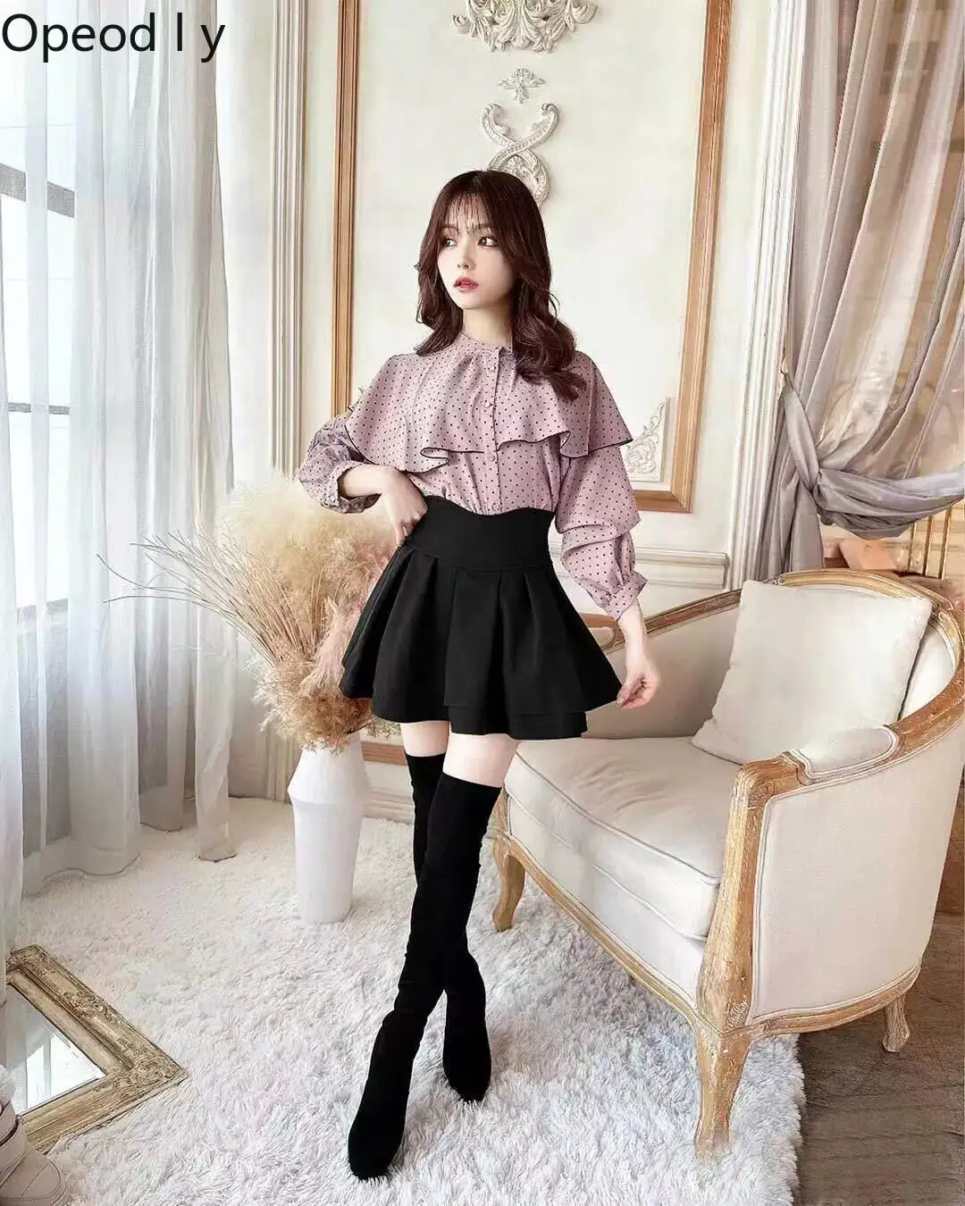 

Liz New Japanese Sweet and Elegant Lolita Women's Skirt Mass-produced High-waisted Black Commuting Versatile A-line Skirt