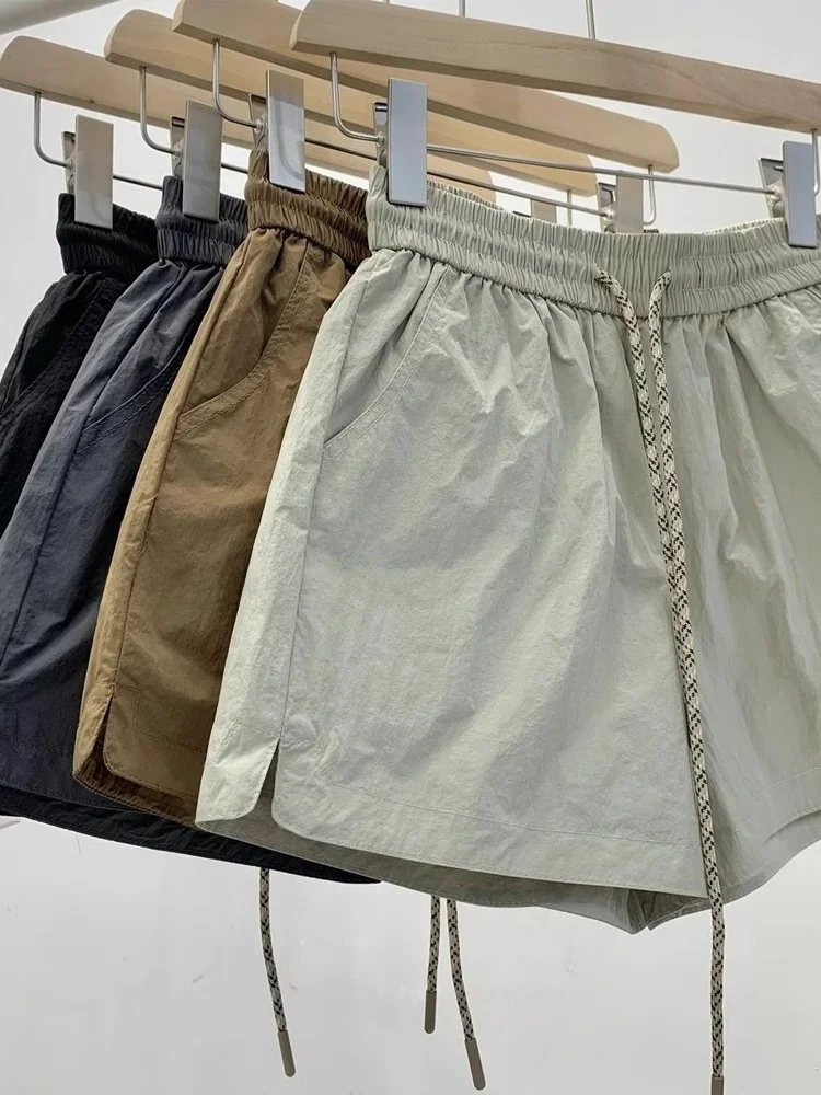 Retro Amerikanische Arbeitskleidung Qui Dry orts Frauen Sommer Hohe Taille A-Line Breite Bein Hosen Lose Abnehmen Hot Pants Casual Sport...