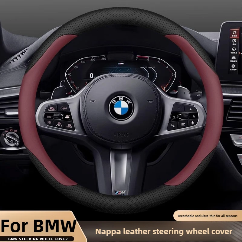 

Leather Car Steering Wheel Cover for BMW 330i X6 X3 G45 X2 U10 X1 U11 I4 G42 G26 Ix1 G20 X5 X4 G60 I5 2025 Accessories