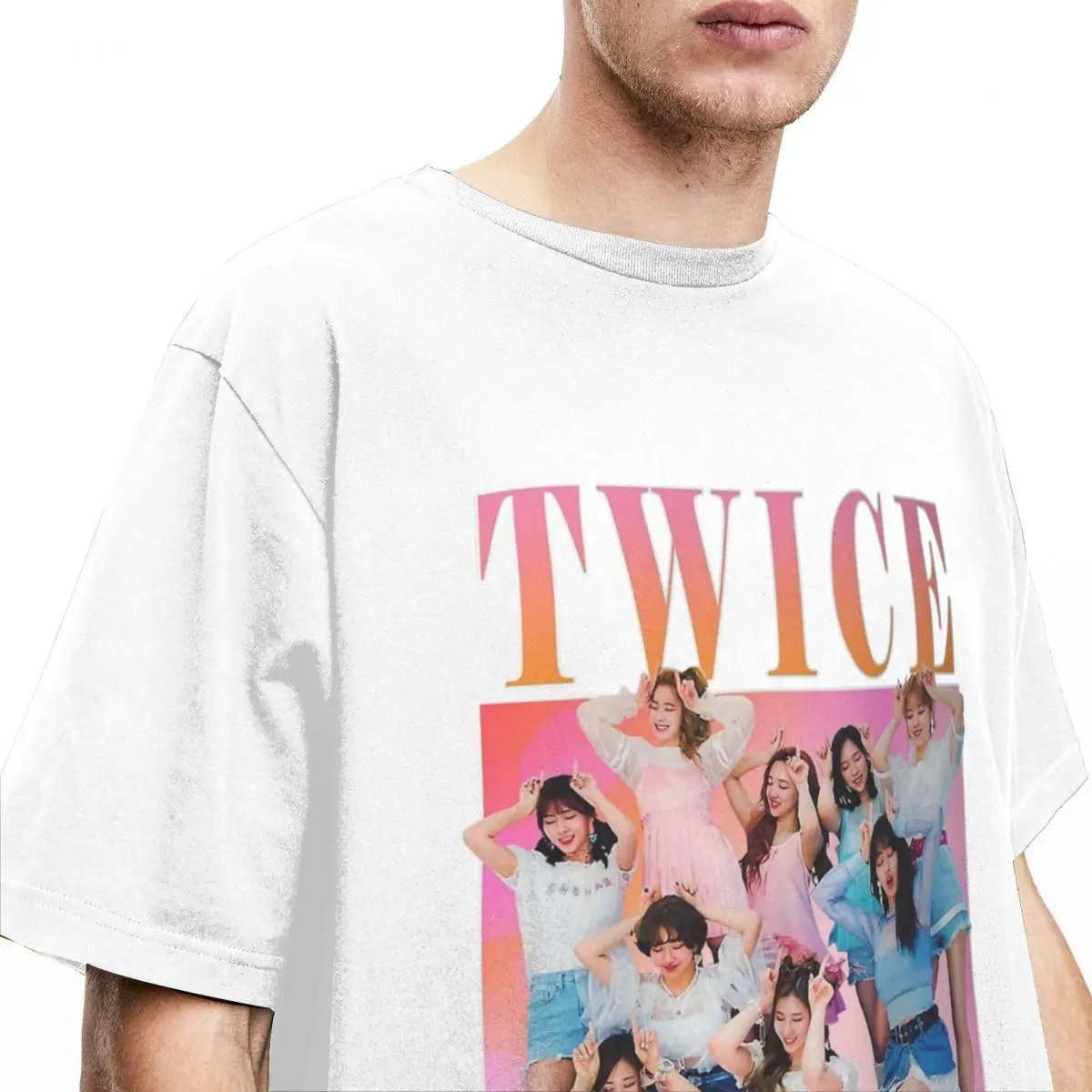 Twice Girls Group Kpop Singer T Shirt Merchandise Men Women Pure Cotton Vintage T-shirt Short Sleeve Clothing Adult