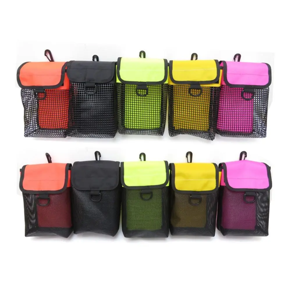 

New Nylon Heavy Duty Mesh Bag 20x13x7.3cm Sport Bags Safety Marker Buoy Holder Red Yellow Black Scuba Dive Reel Snap