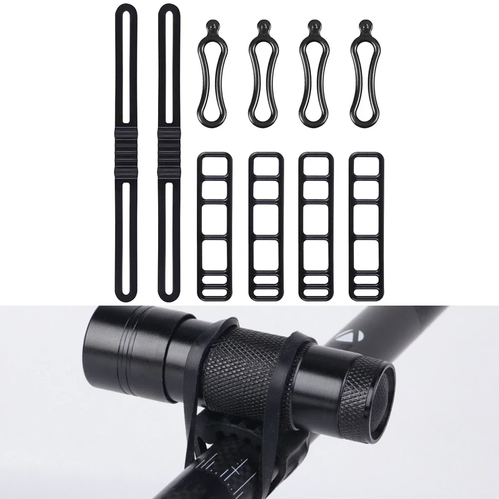 

10 Pcs Silicone Bike Mount Bands For Bicycle Light Headlight Taillight Fixing Rubber Straps Universal Bike Accessories Holder