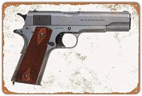 Man Cave Plaques Poster Cafe Metal Sign Tin Signs Wall Decor Vintage Style Gun Colt Model 1911 Pistol