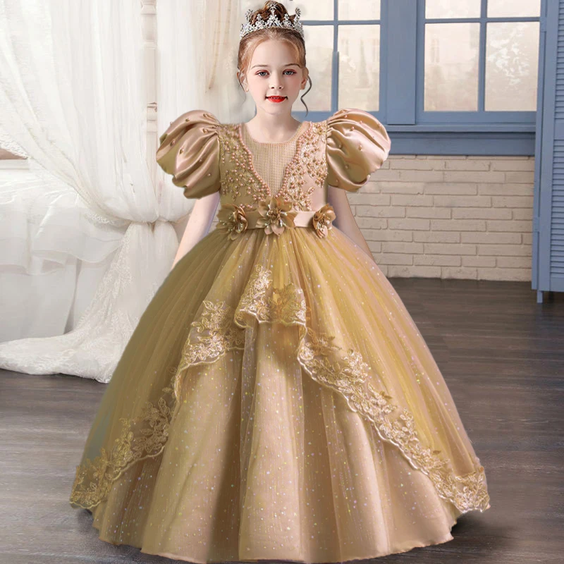 New Baby Dress Bubble Sleeves Lace Birthday Party Girl Princess Dress Wedding Dress Fashion Party Elegant Girl Dress Dress