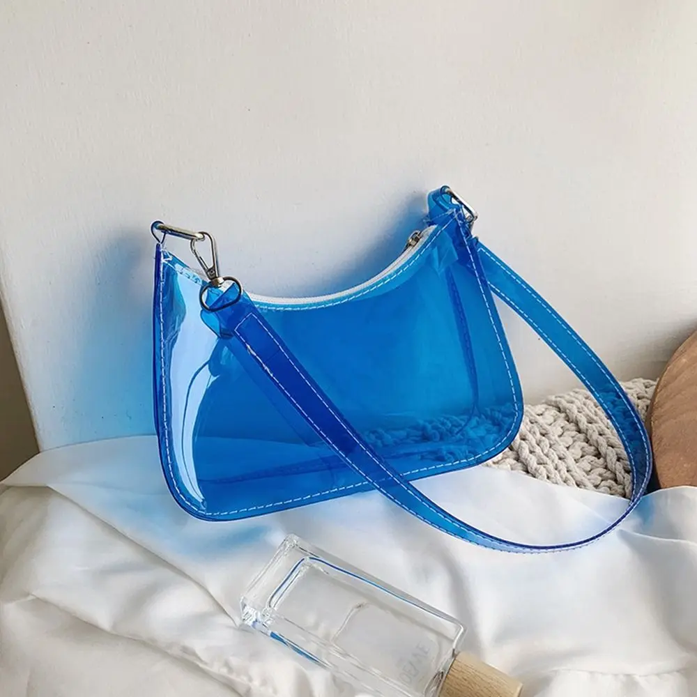 Summer New PVC Transparent Jelly Bag Clear Portable Shoulder Bag Outdoor Travel Beach Crossbody Bag