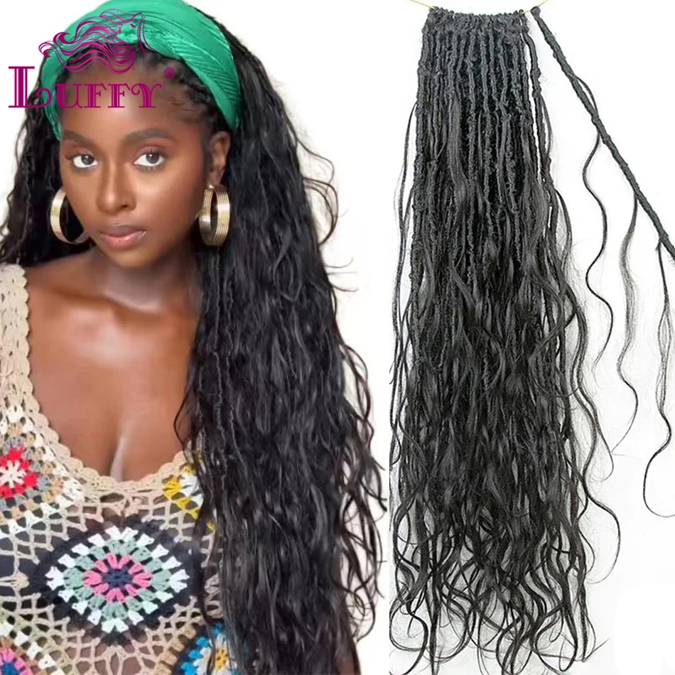 

Pre-Looped Crochet Boho Locs Body Wave With Human Hair Curls Goddess Locs Body Wave Full Ends Hair Extensions For Black Women