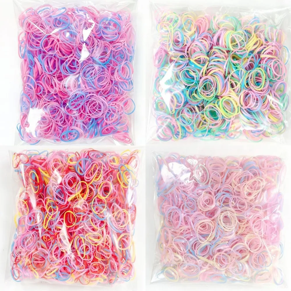 Aproximadamente 500-1000 piezas/bolsa de coleteros desechables coloridos para bebés y niños, bandas elásticas de goma para sujetar el cabello, accesorios para trenzas de niñas.