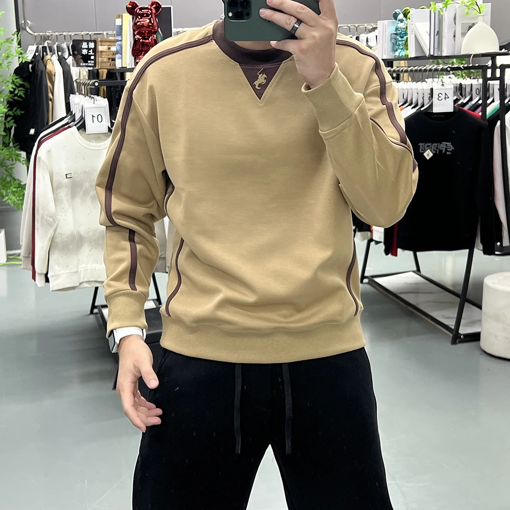 

Men's Crew Neck War Horse Embroidered Sweatshirt 2025 Autumn Hot Sale Trendy Dashing Youth Fashion Versatile Pullover Clothing