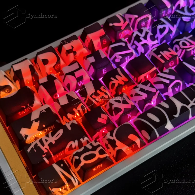 

Набор колпачков для клавиш с 74 клавишами Graffiti 2.0 Cherry PBT, полупрозрачный колпачок для клавиш с боковой печатью, 73-клавиш для механической клавиатуры, сделанный набор 68 Mad60