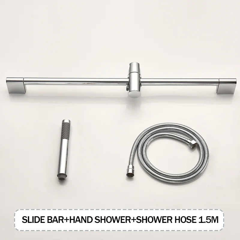 Stainless Steel Shower Rod With ABS Adjustable Shower Head Holder Lifter Brushed Gold Grey Color Sliding Bar Rain Hand Shower