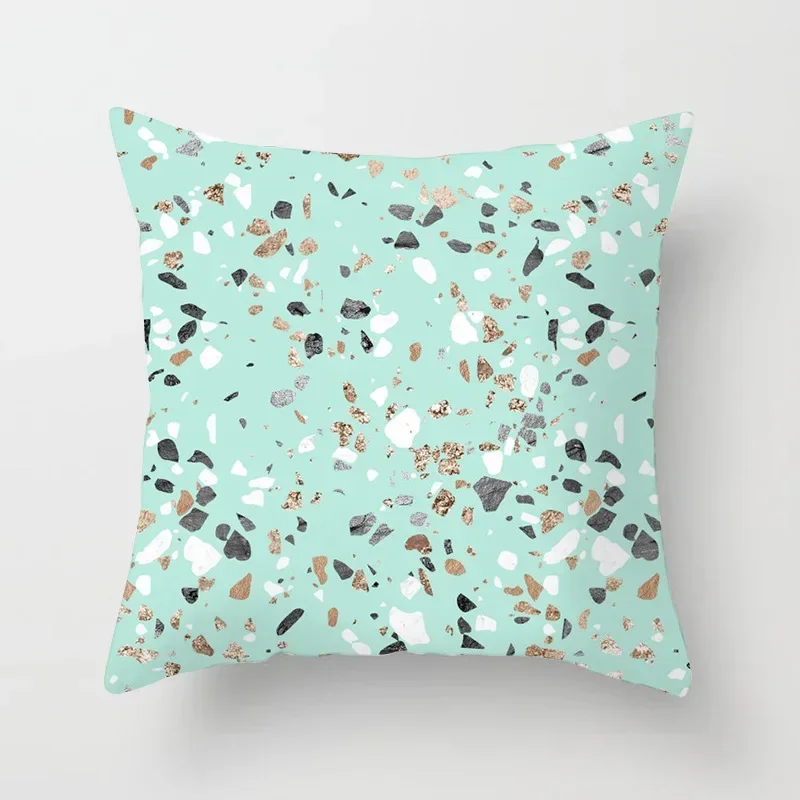 Mint green geometric printed pattern cushion cover for home living room sofa decoration square with polyester pillowcase