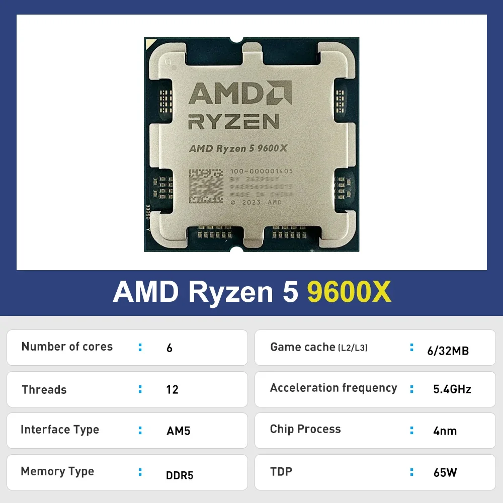 AMD's new Ryzen 5 9600X processor new 5.4GHz integrated graphics card 6 core 12 thread RDNA2 2CU TDP 65W AM5 interface