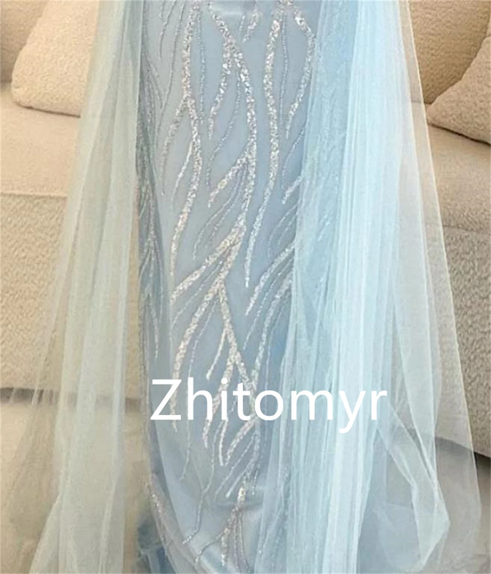 Customized Sparkle Exquisite Off-the-shoulder Sheath Party Dresses Paillette / Sequins Tulle Floor length Skirts Charmeuse Eveni