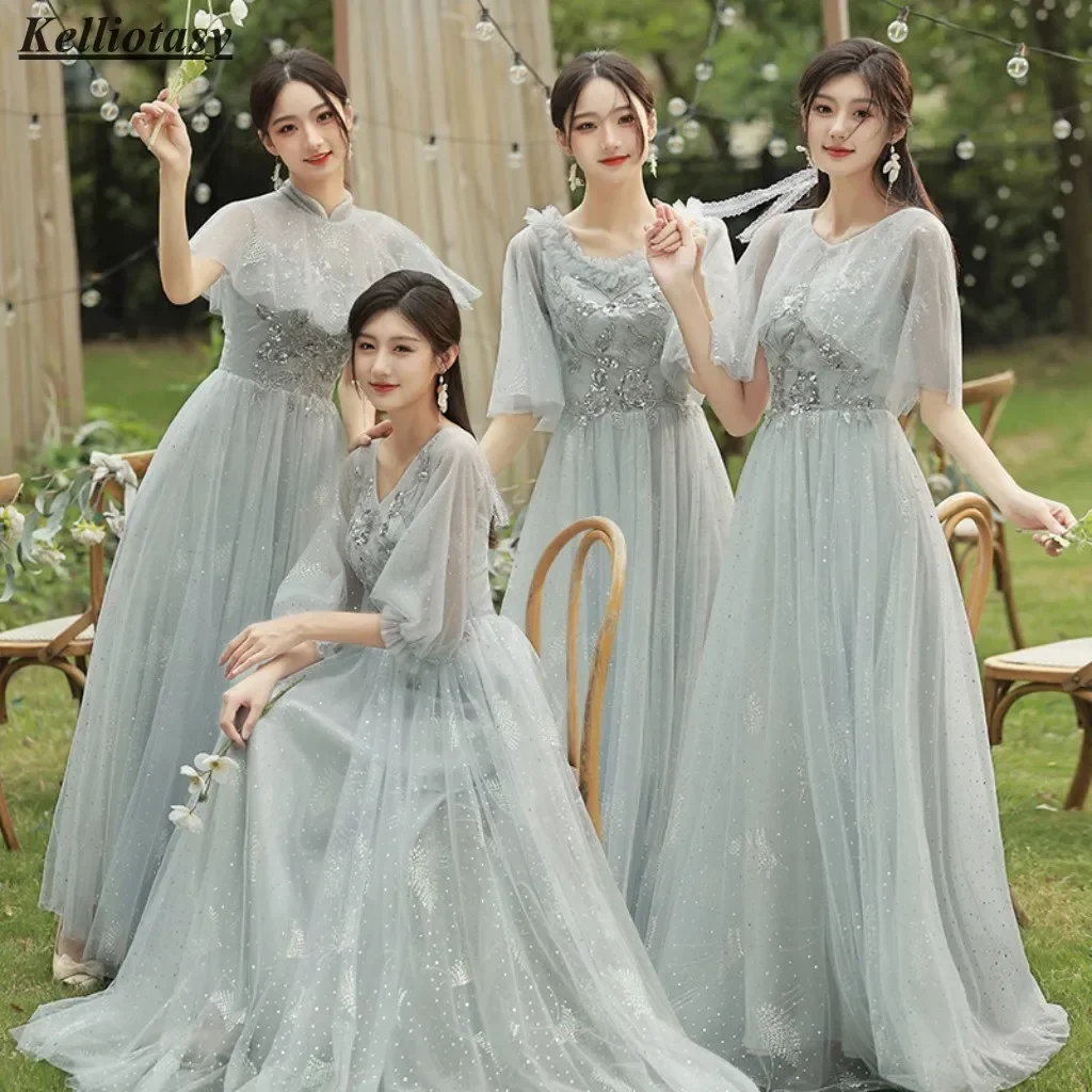 Customized Green Bridesmaid Dresses Long Skirt Young Girls Bridesmaid Group Dress With Corset Back XXHS012