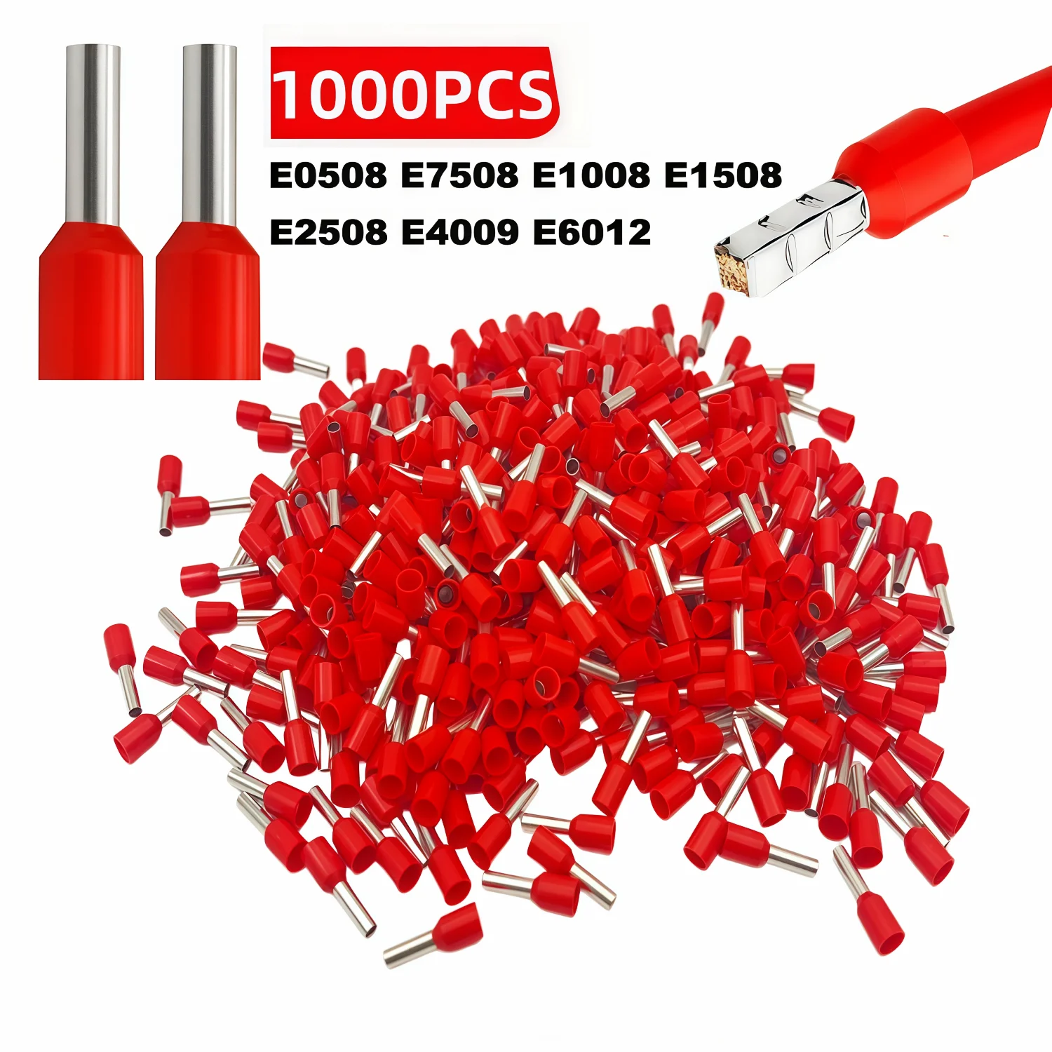 1000PCS Insulated Wire Ferrules Cord End Terminals, AWG 22-10 Crimp Connectors Tin Plated Brass for Electrical Wiring Industrial