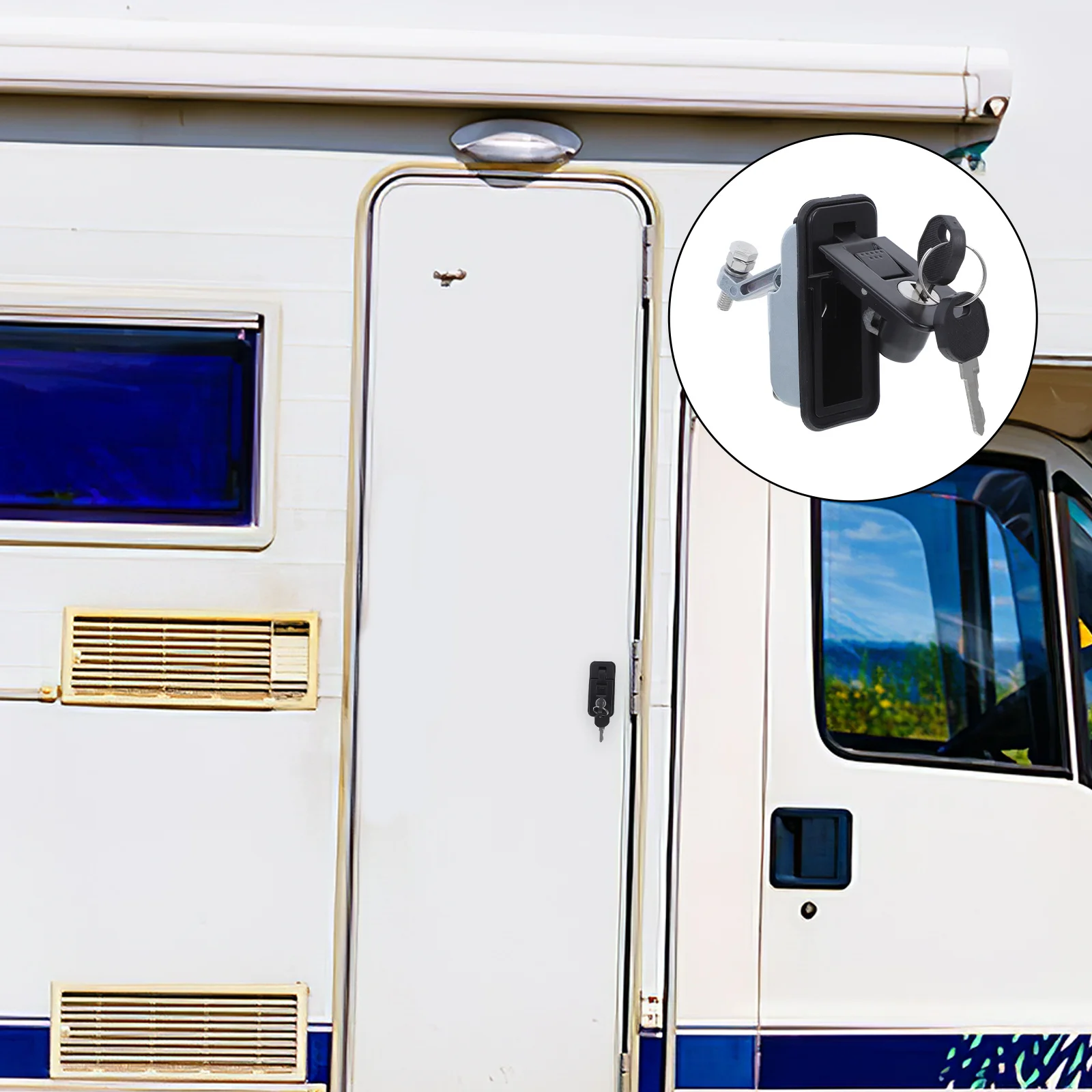 

Compression Latch Lock Adjustable Flush Sealed Black Durable Zinc Alloy Easy Tool Free Installation Cabinet Rv