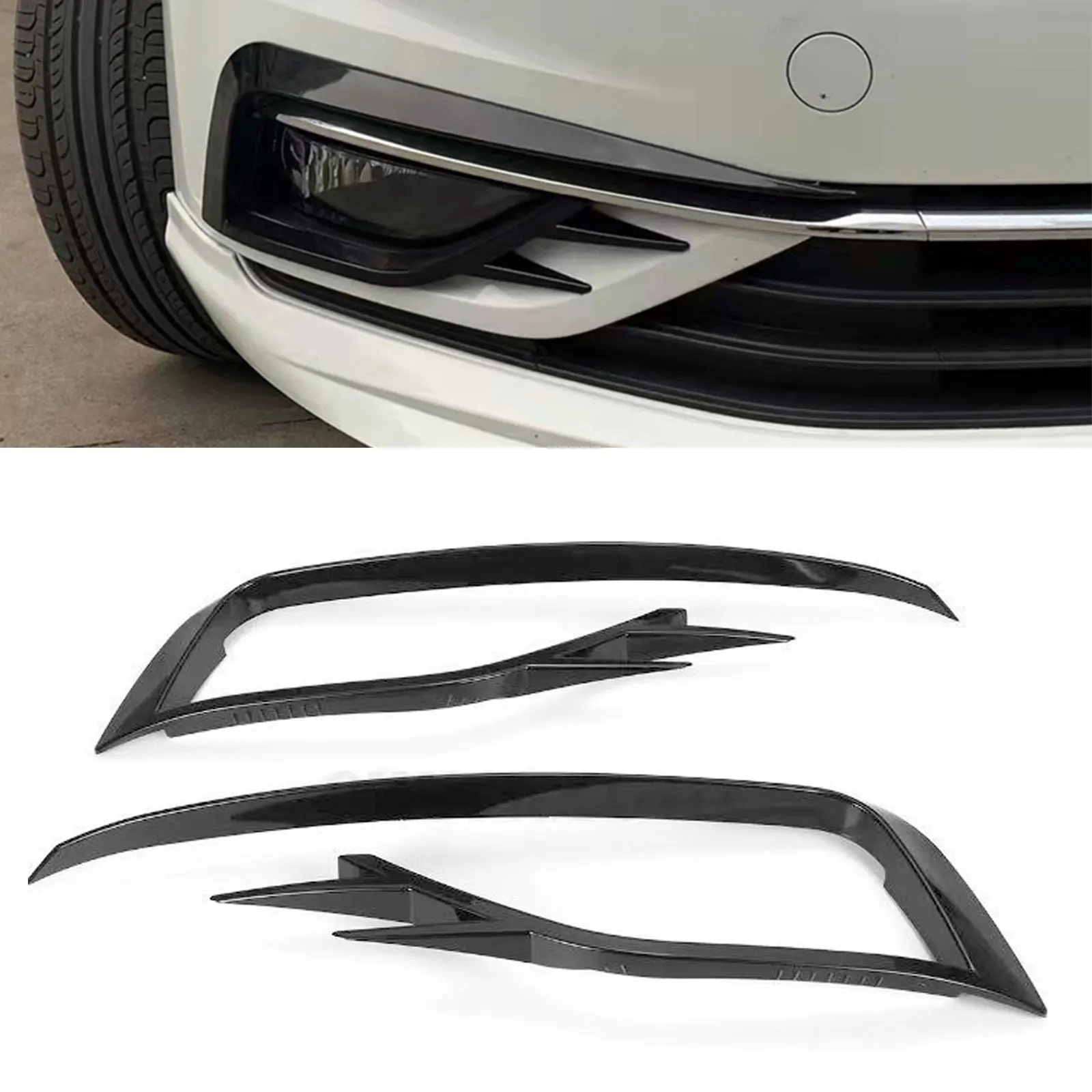 For VW Golf 7.5 MK7.5 2017~2020 VII Facelift Front Bumper Fog Light Grille Cover Trim Wind Knife Razor Style Canards Custom Kit