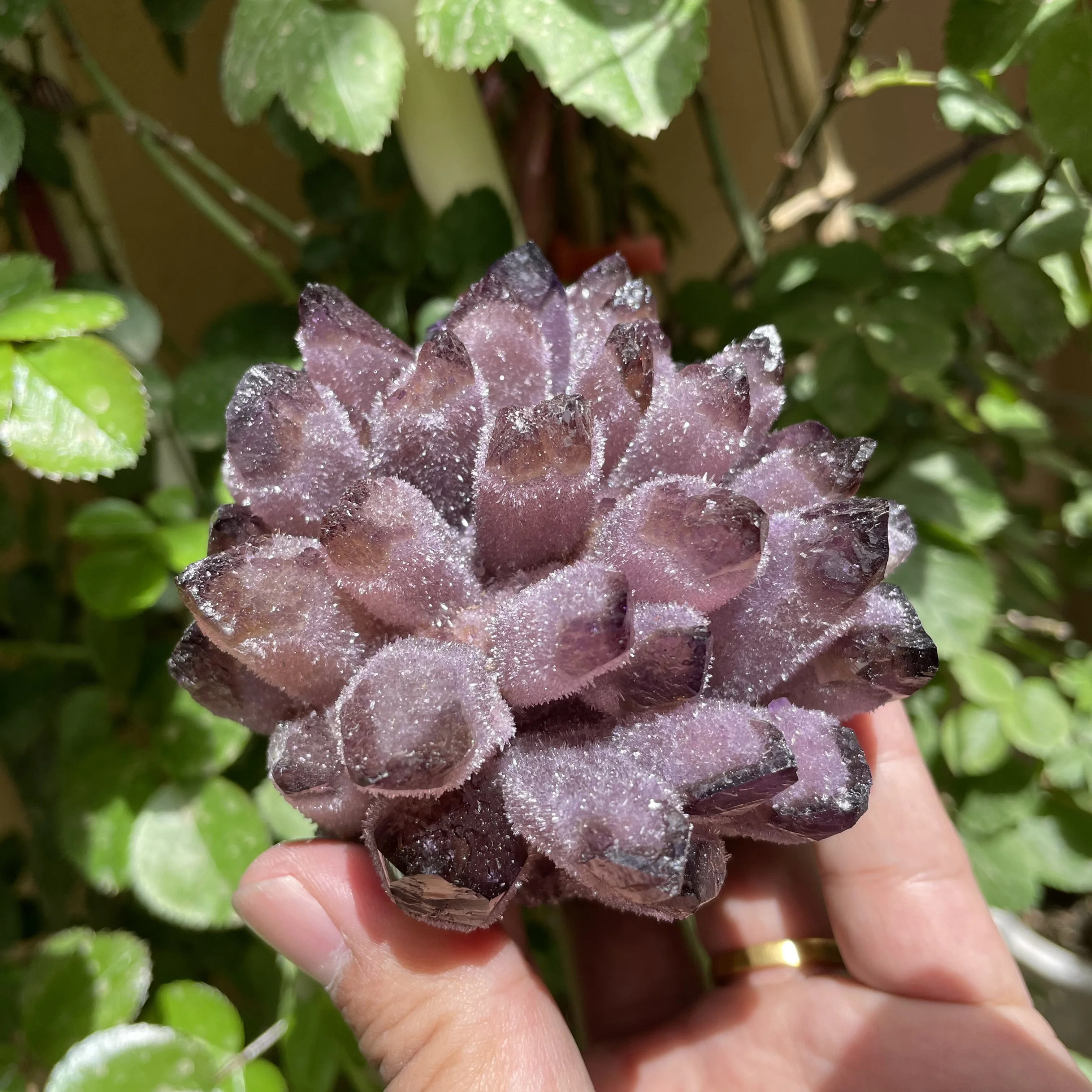 550g Natural Crystal Stone Purple Phantom Quartz Crystal Cluster Rock Stones Mineral Reiki Healing Specimen Home Deco