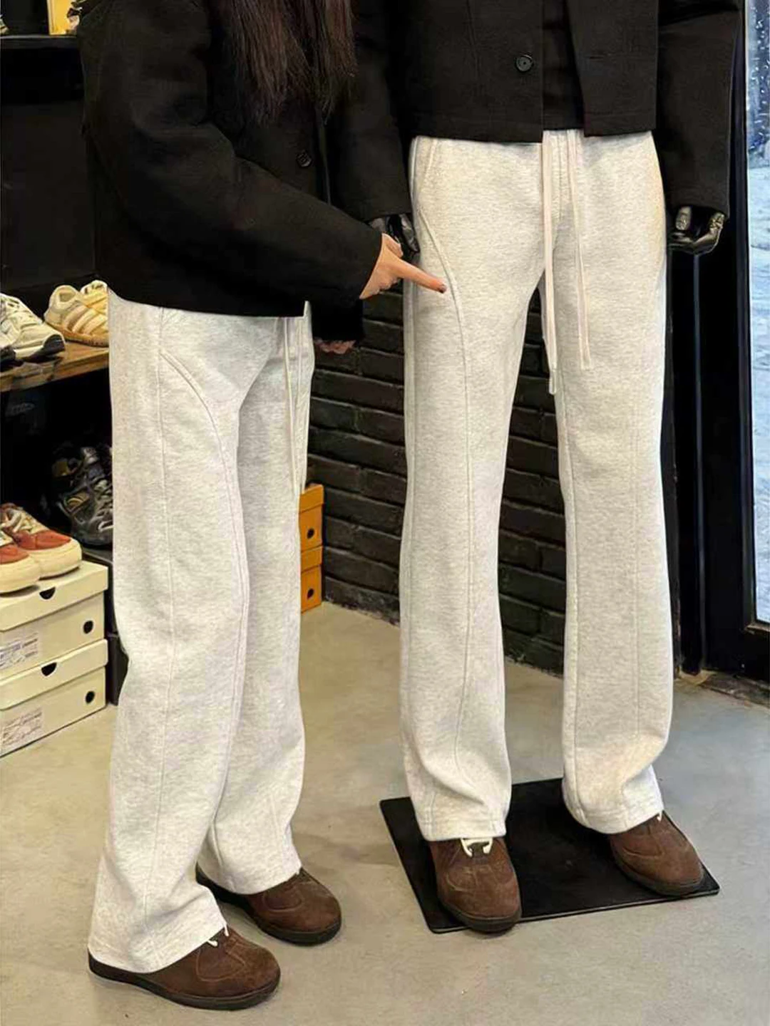 

Мужские прямые брюки карго на флисовой подкладке, осенне-зимние, облегающие, в американском стиле, с диагональным кроем, белые, серые