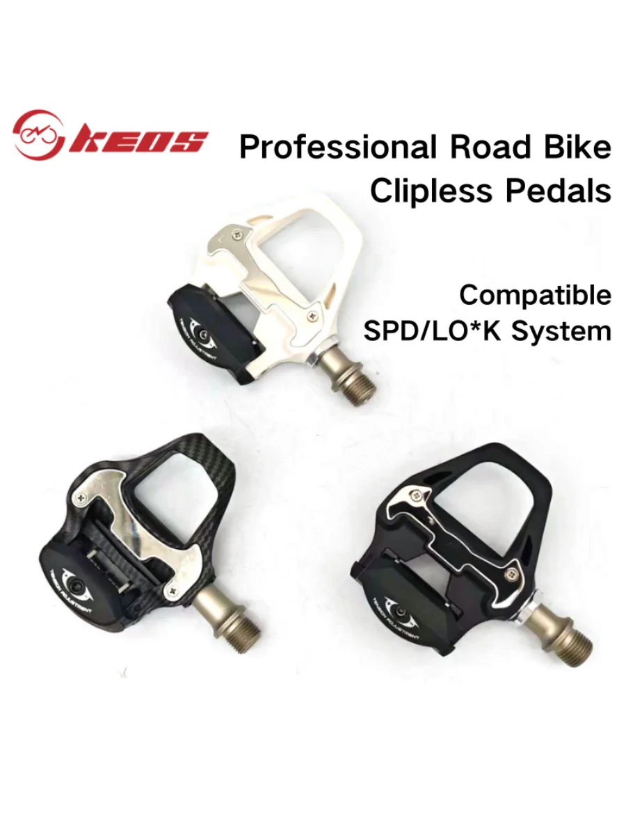AliExpress NONE KEOS Pro MTB Clipless Pedals Nylon-Carbon Body Sealed Durable Bearings Adjustable Tension Wide Platform SPD/LOOK Compatible