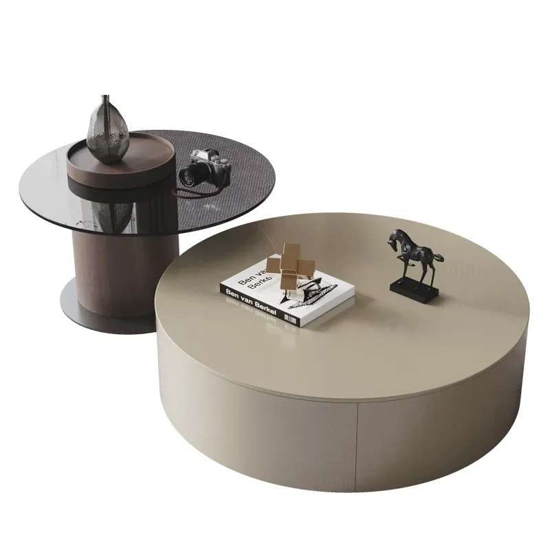 

Solid Wood Modern Coffee Table Round Side Tables Bedroom Luxury Coffee Tables Black Table Basse Pour Home Furniture