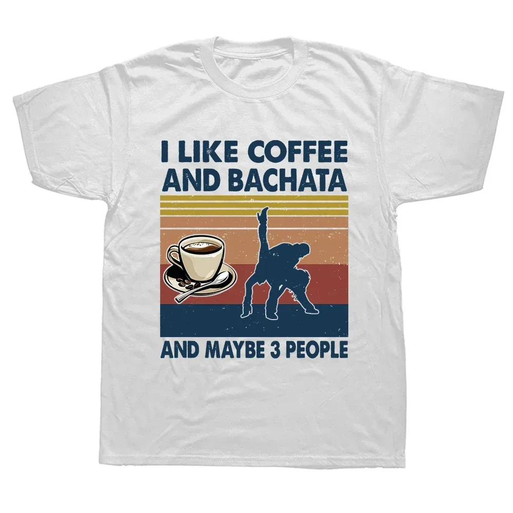 Футболка мужская хлопковая с графическим принтом «Я люблю кофе, Бачата и может быть 3 человек»