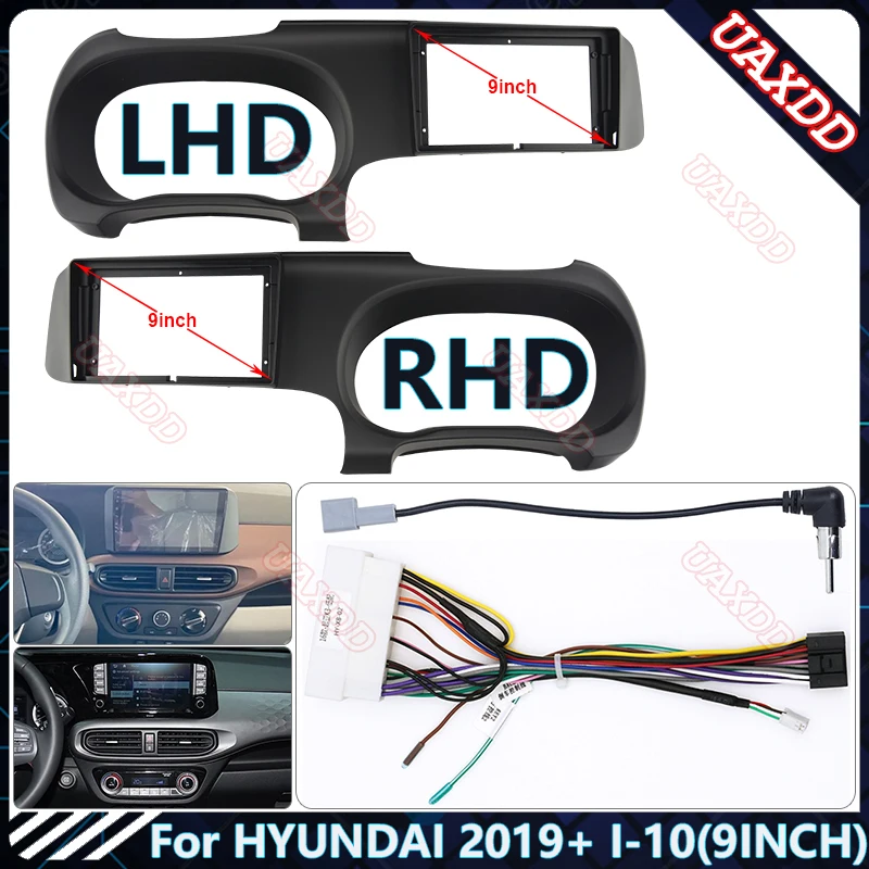 For HYUNDAI 2019 I-10 9INCH Car Radio Android Stereo audio screen multimedia video player navigation cables Harness frame