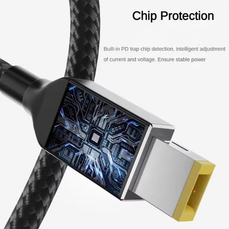Super Sale USB 135W Charger Power Cable Type-C to Slim Tip Square Port Converter Cord Compatible for Lenovo Legion Y7000 Laptop