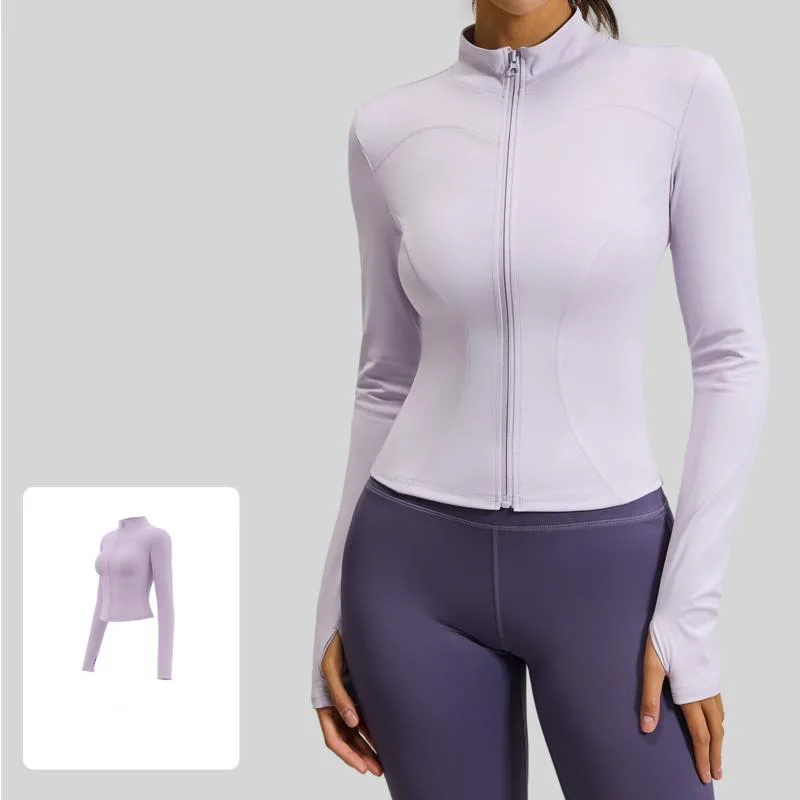 

Outerwear Long Sleeve Tight Yoga Wear Slim Fit Running Yoga Sports Jacket Women Lightweight Simple Stand Up Collar Zipper Design
