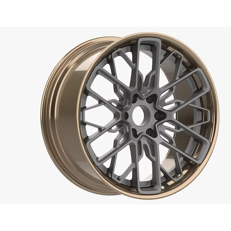 26 Style 2 Piece 22 Inch Grey Gunmetal Spoke With Bronze Rim Forged Alloy Wheel