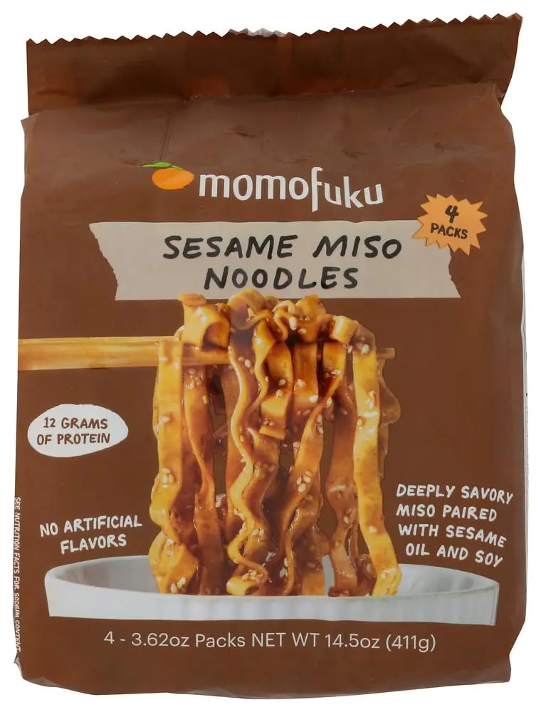 Fideos Ramen Miso con Sésamo Secados al Aire, 4 Porciones, Proteína Vegetal, Listos en 4 Minutos