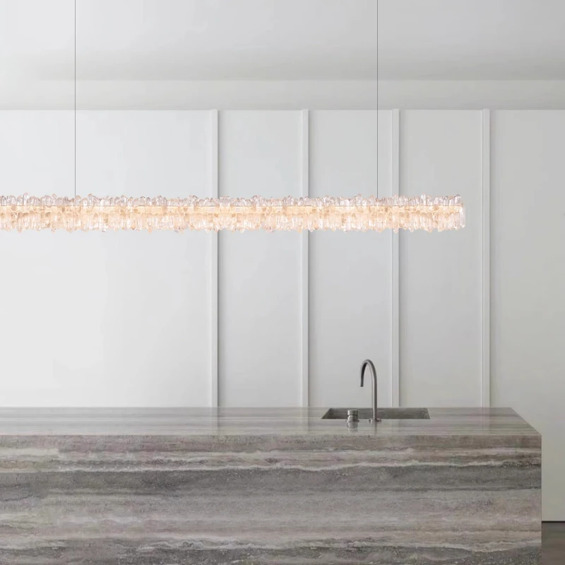 

Light luxury crystal restaurant chandelier modern simple luxury French high sense long natural