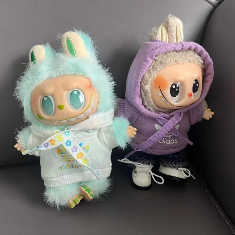 15 17 centimetri Per Labubu Bambola di Marca di Moda Per Il Tempo Libero Felpa Con Cappuccio Pantaloni Vestito di Tela Scarpe Vestiti Svegli Accessori FAI DA TE Diversi Collocazione