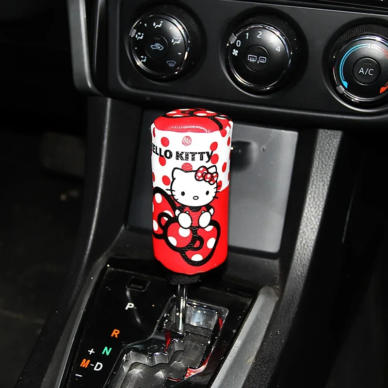 Kawaii Genuine Sanrio Car Handbrake Shift Lever Pu Protective Cover Hello Kitty Cartoon Car Accessories Cute Girl Holiday Gift