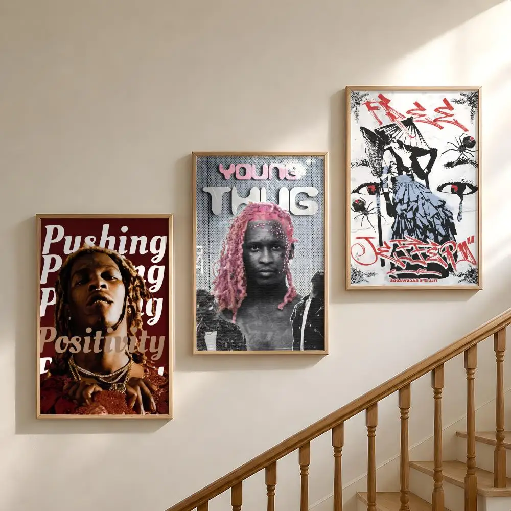 Young Thug Rapper Hip Hop Poster Waterproof HD Modern Peel And Stick Wall Decor Bedroom Living Room Dorm Office