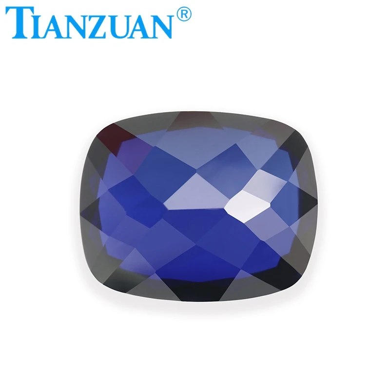 Synthetic Sapphire Antique Cushion Shape Natural Cut Blue Color Artificial Corundum Clear Loose Stone for Jewelry Making