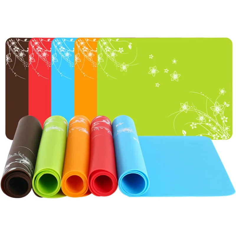 

1Pc 40x30cm Silicone Rolling Fondant Mat Cake Dough Kneading Pad Baking Tool Dinner Table Mats