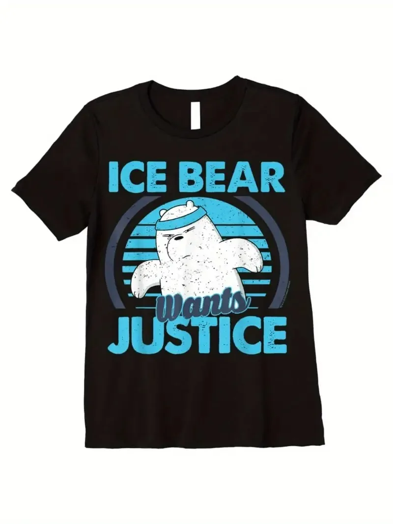 

Ice Bear Justice Cotton T Shirt Charming We Bare Bears Character Print Trendy Printed Brand Pure Cotton Tt Short Sleeve Unisex