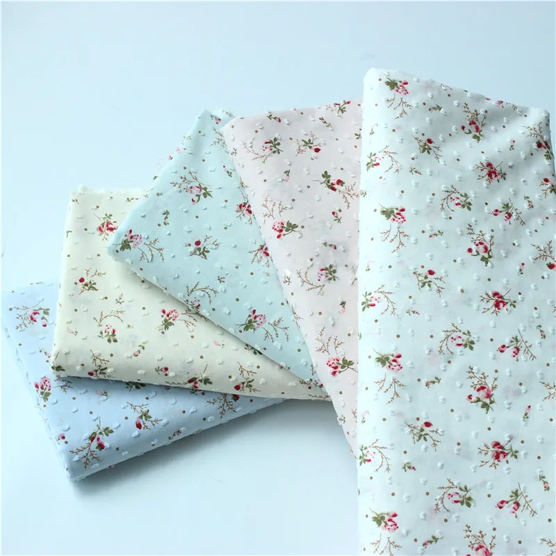 Small Floral Rose Cotton Polka Dot Fabric 150x50 Cm for Children's Clothing Women's Blouse Skirt DIY Cut Shirt Home Decor