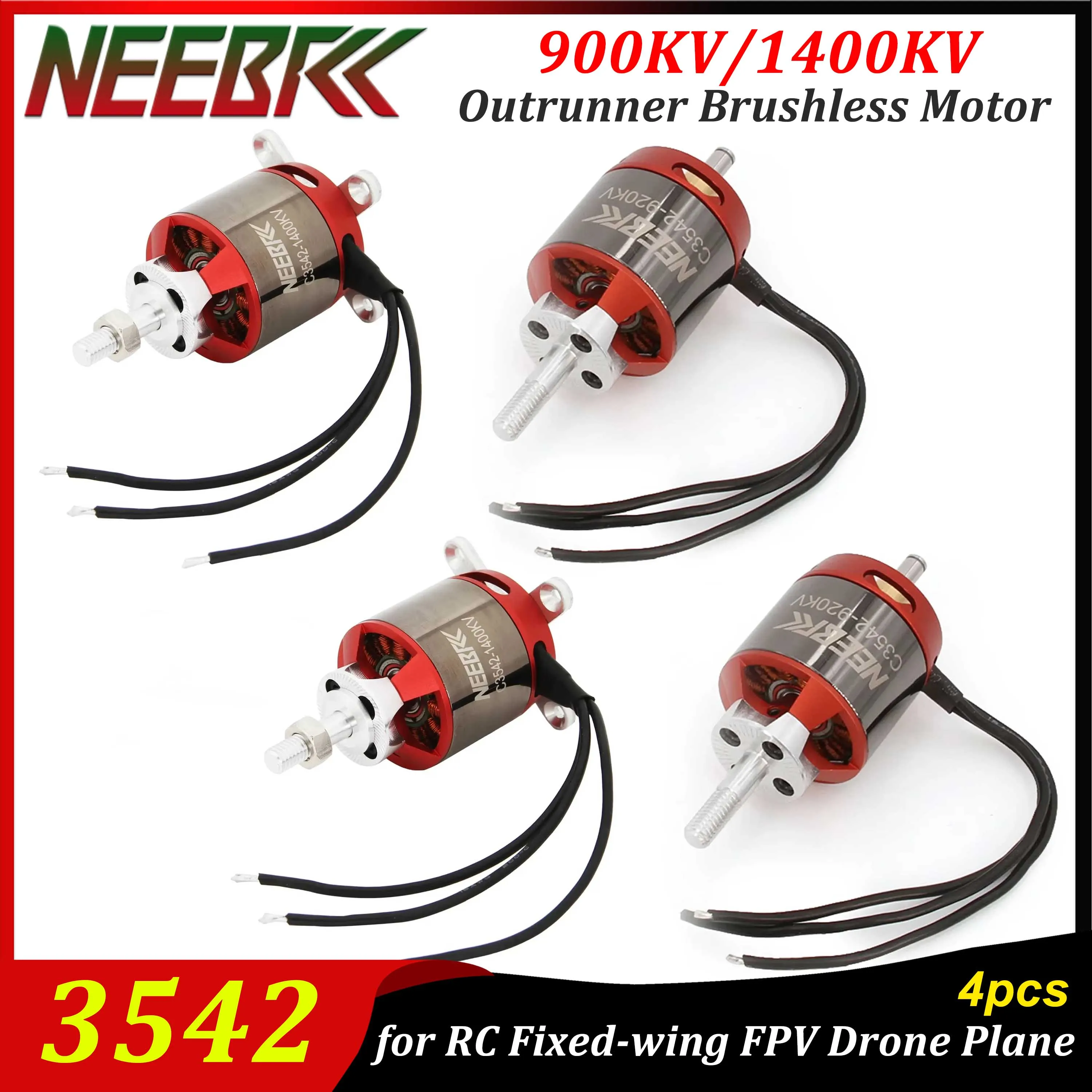 

4PCS NEEBRC 3542 920KV 1400KV Outrunner Brushless Motor 2-4S for RC FPV Drone Fixed-wing Airplane Glider Quadcopter Warbird