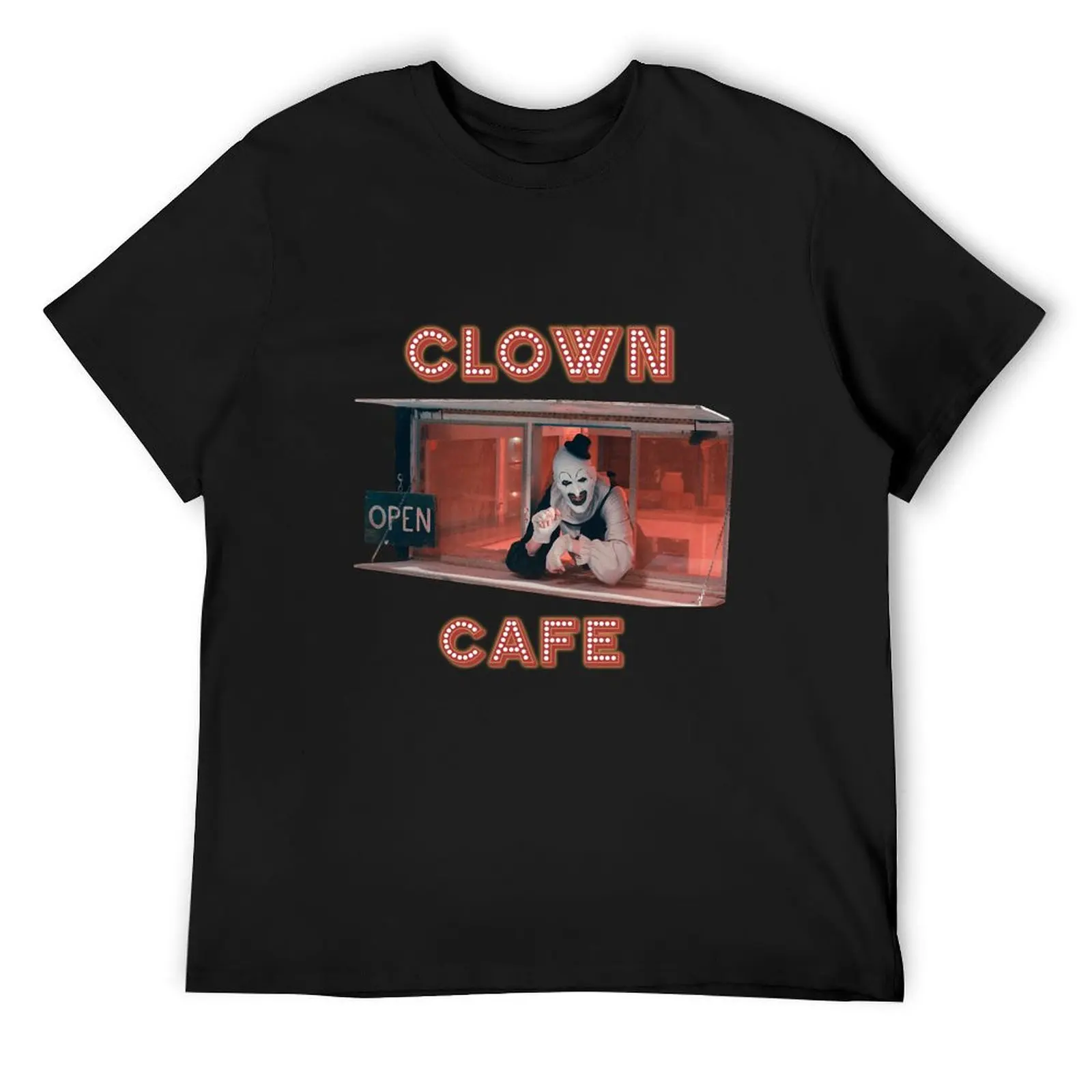 Terrifier Clown Cafe T-Shirt blue lock sweat shirts graphic tee black t shirts for men