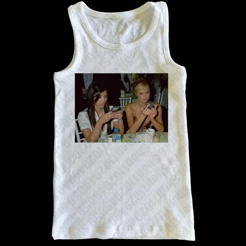 Streetwear Buchstaben-Print Tank Top Fairy Grunge Sommer E-Girl Weißes Top Slim 2000er Retro Harajuku Goth Kurzarm T-Shirts Y2K Top