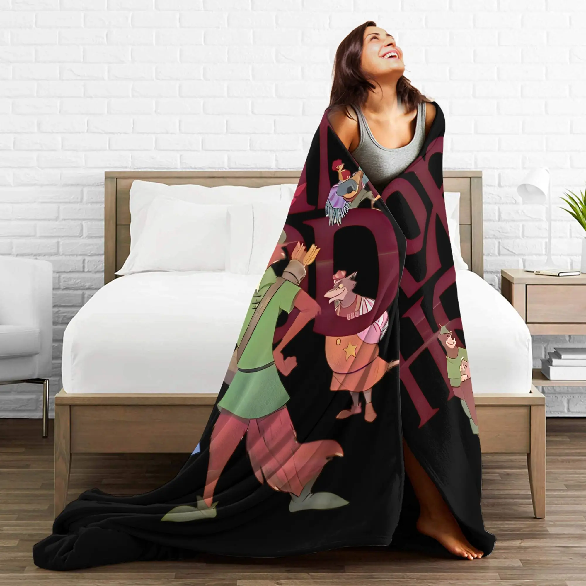 بطانيات روبن هود آند ليتل جون، بطانيات رمي غامضة كرتونية، سجادة سفر على شكل طائرة، مفارش سرير ناعمة ودافئة قابلة للتنفس #3