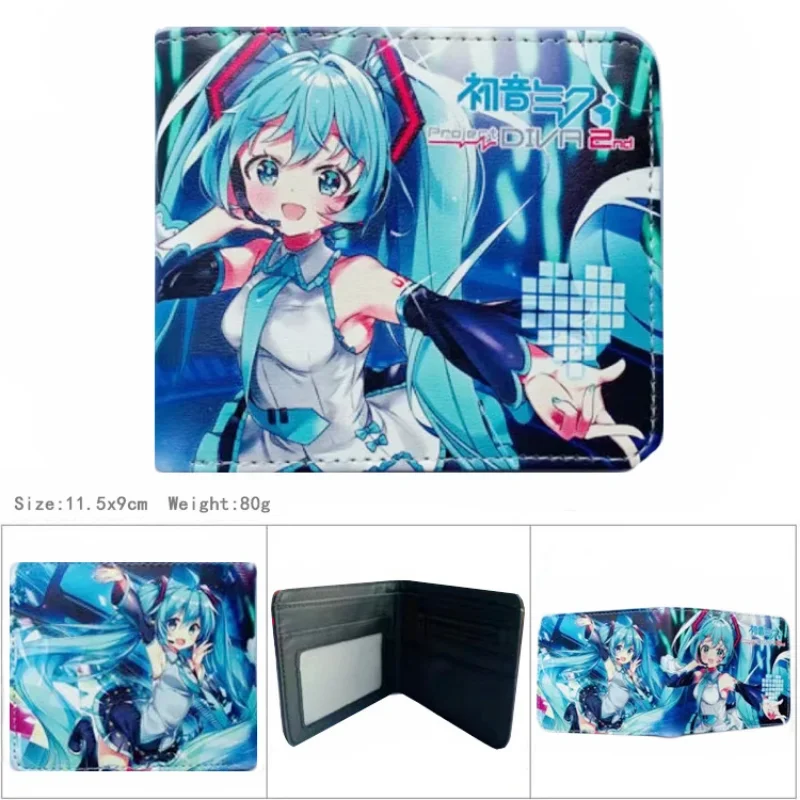 Anime Hatsune Miku PU Leather Wallets Kawaii Short Purse Wallet Photo Card Holder Cartoon Virtual Singer Manga Coin Purse Gifts